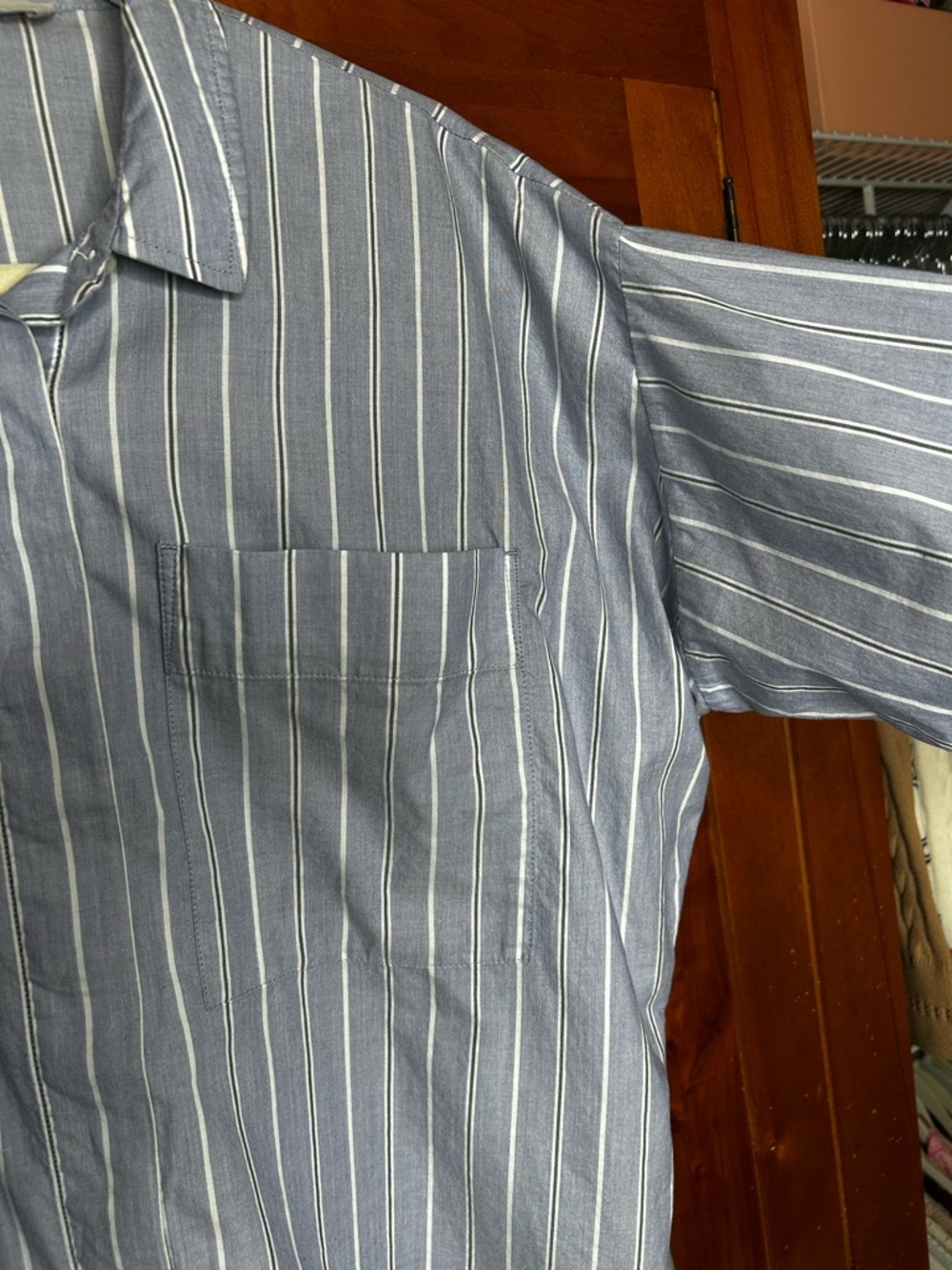 Everlane Iconic Oversized Striped Button-Down Cotton Shirt Relaxed Fit Coastal - Picture 14 of 15